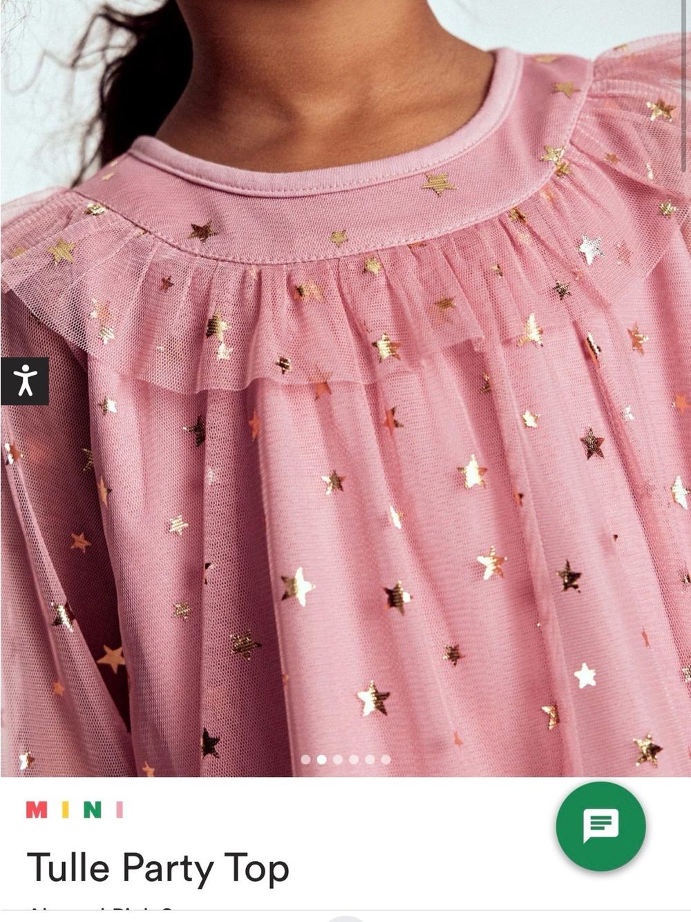 Mini Boden Tulle Star Party Top - Pink with Gold Stars